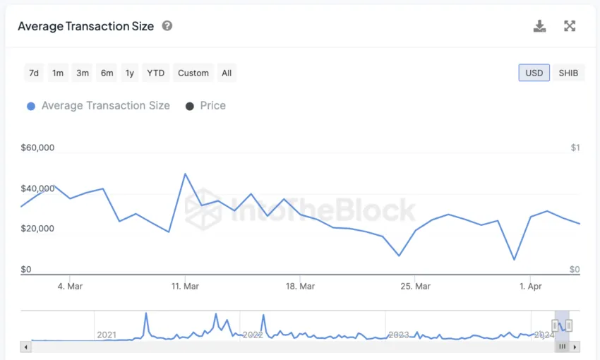 SHIB Average Transaction Size.