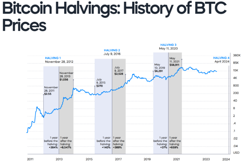 Andamento del prezzo del Bitcoin prima e dopo l'halving