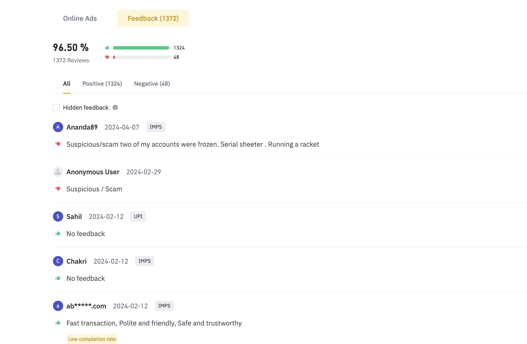 Binance P2P scams and Feedback concerns