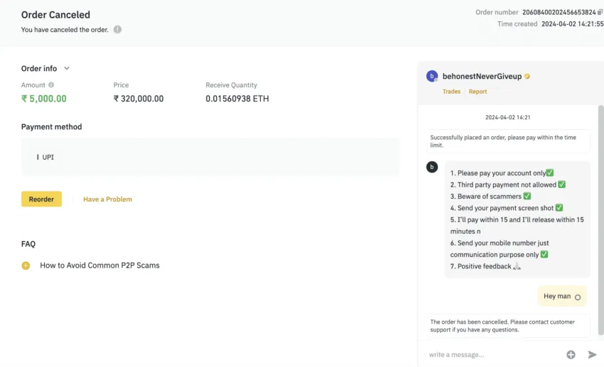 How to cancel order on Binance P2P