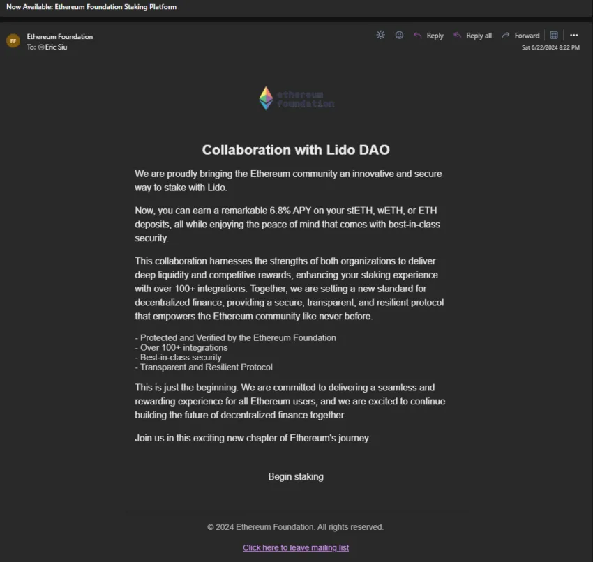 Ethereum Foundation email