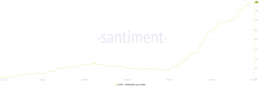 Распределение предложения Toncoin. Источник: Santiment