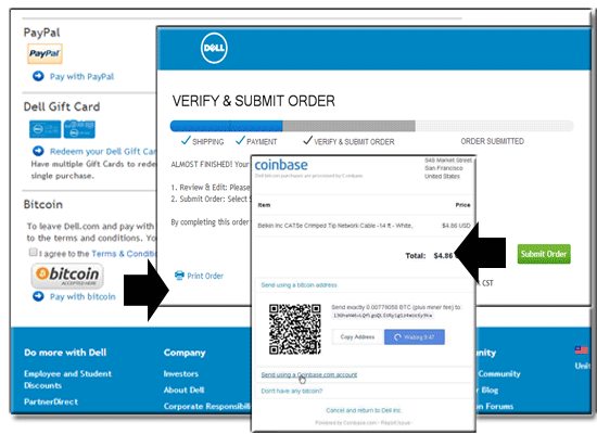 Dell Accepted Bitcoin for Online Purchases in 2014.