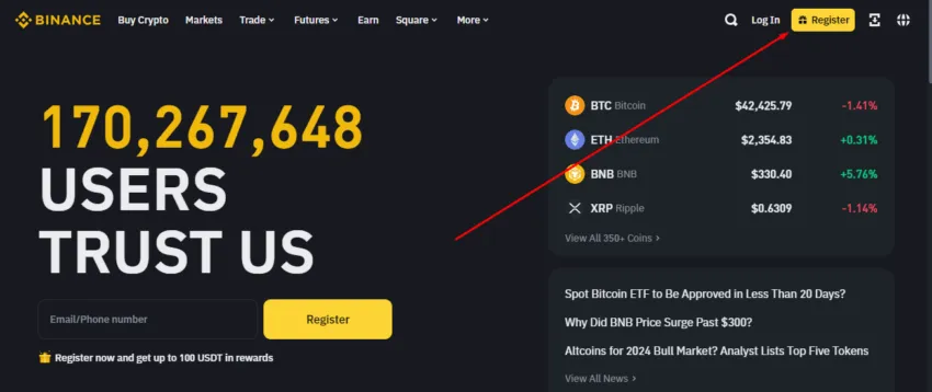 sign-up on binance