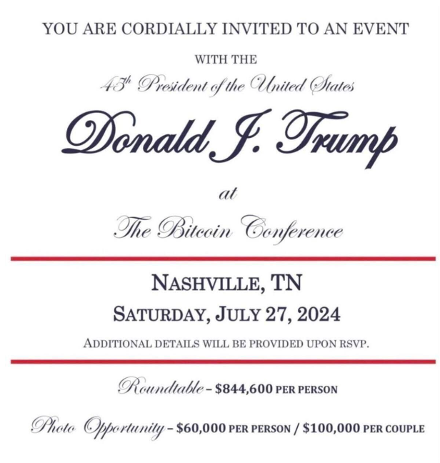 Trump Fundraising Invitation.