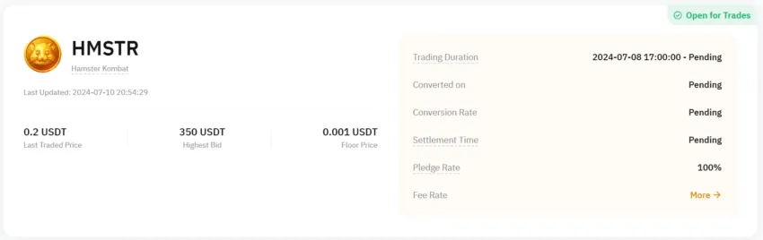 HMSTR on Bybit's Pre-Market Trading.