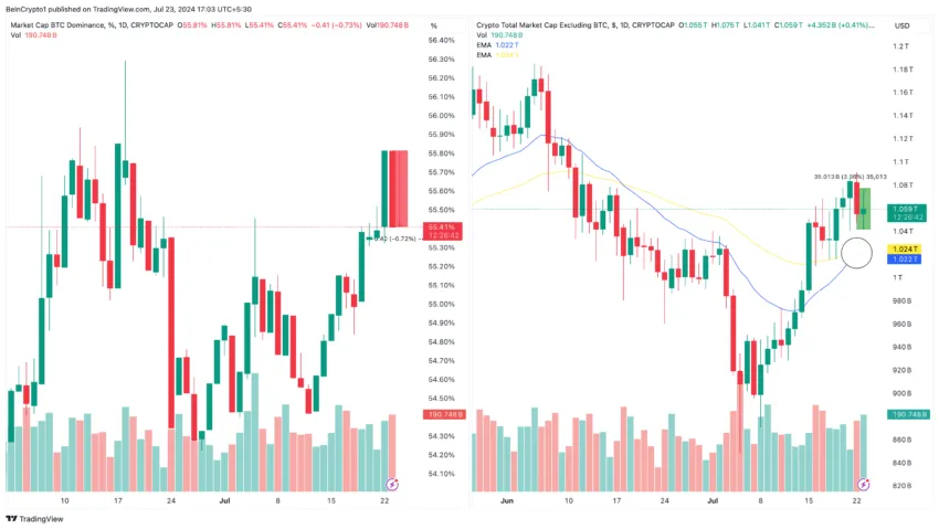 Altcoins Market Cap and Bitcoin Dominance cahrt