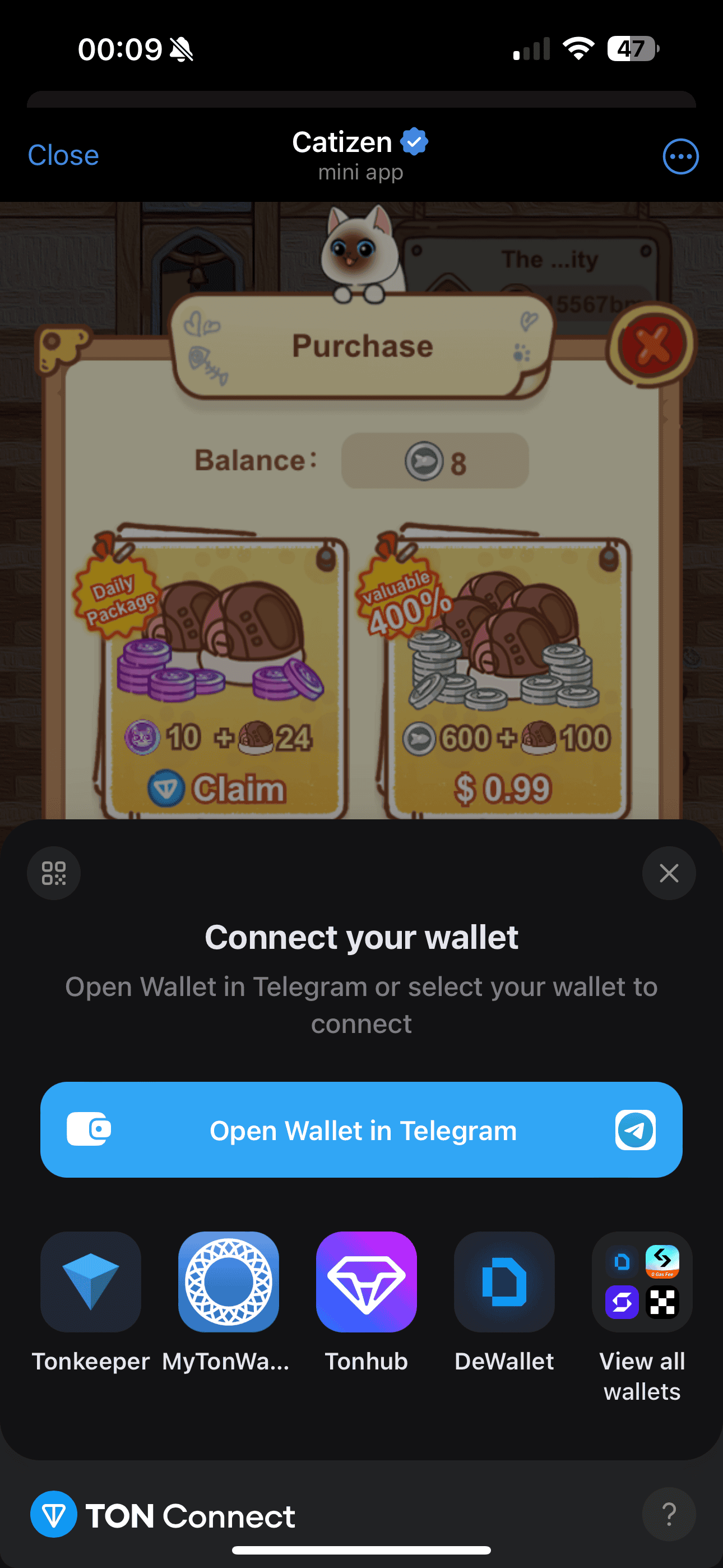 Catizen wallet linking