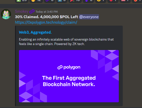 Fake POL Claim Offer on Polygon Discord.