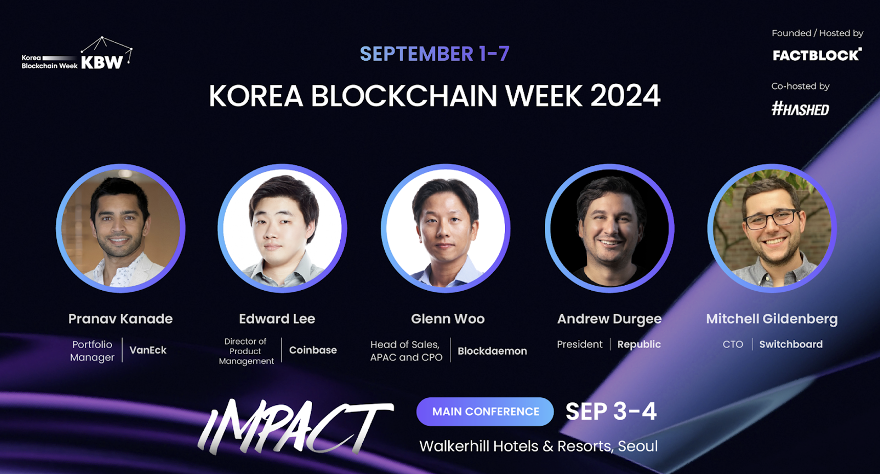 La Korea Blockchain Week 2024 rafforza la sua conferenza di punta IMPACT con la fase istituzionale inaugurale