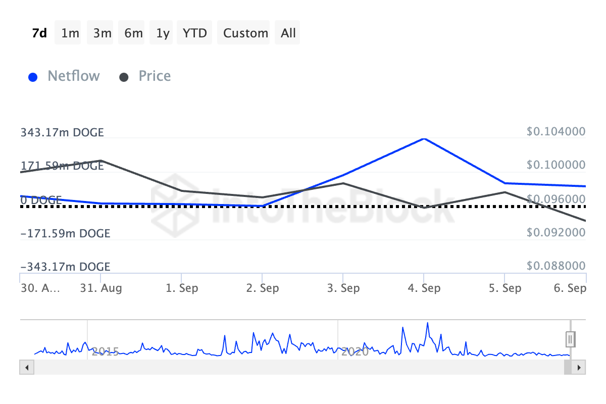 netflow dei grandi possessori di dogecoin