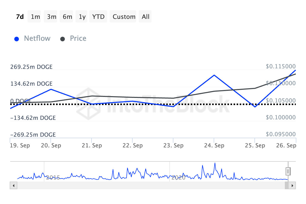 dogecoin large holders' netflow