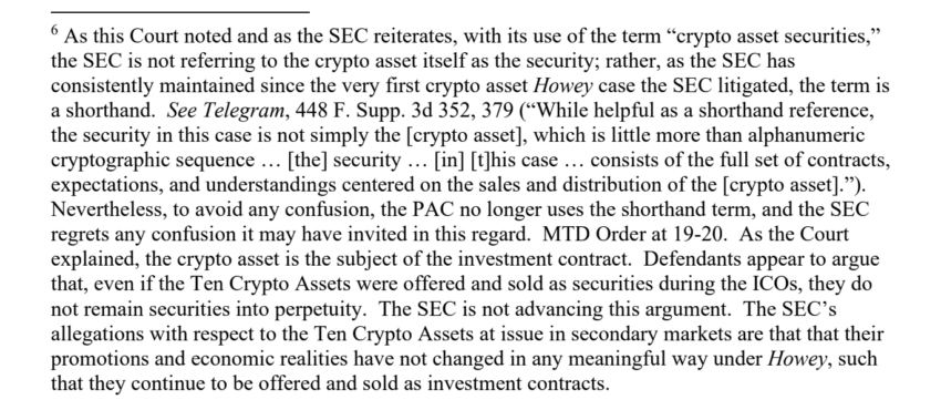 Section of SEC’s amended complaint against Binance