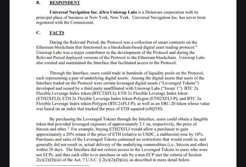 Offending Tokens in Uniswap Labs CFTC Case, Source: Press Release