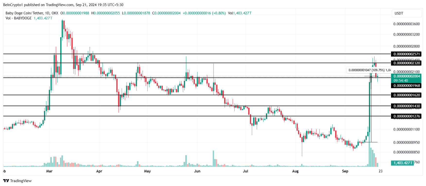 BabyDoge Price Analysis. 