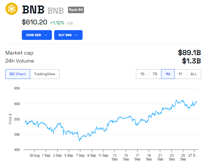 Andamento dei prezzi di BNB