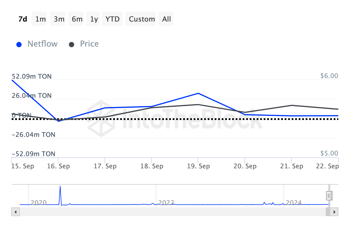 Toncoin Large Holders Netflow.