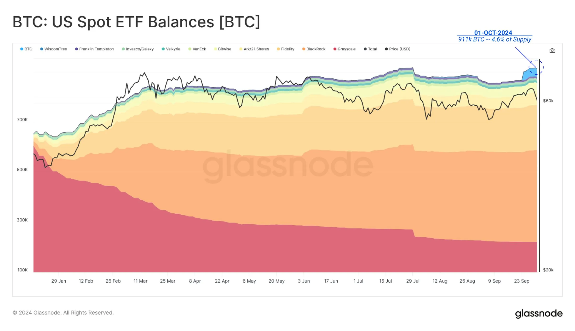 Bitcoin US Spot ETF Balance. 