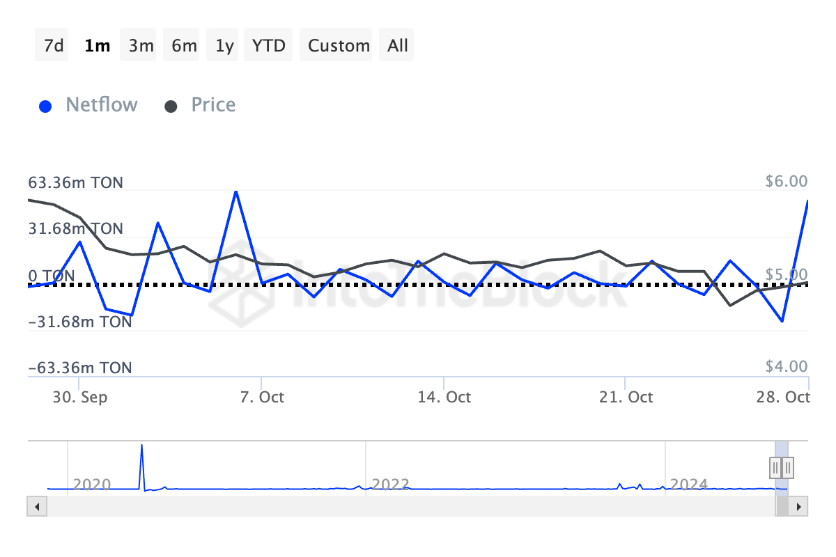 Toncoin Large Holders Netflow