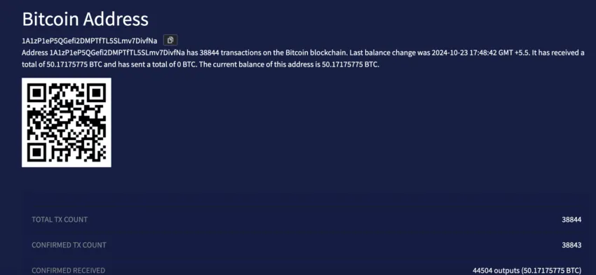 One of Satoshi Nakamoto's wallet address: BTCscan
