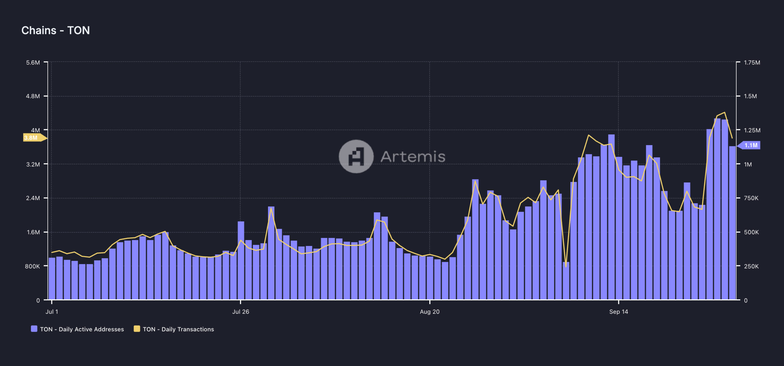 Attività di rete Toncoin