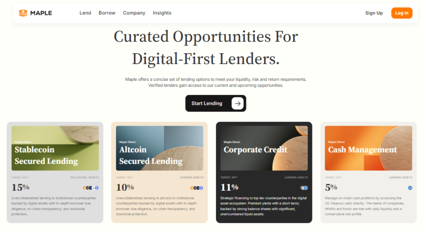 Maple Finance homepage