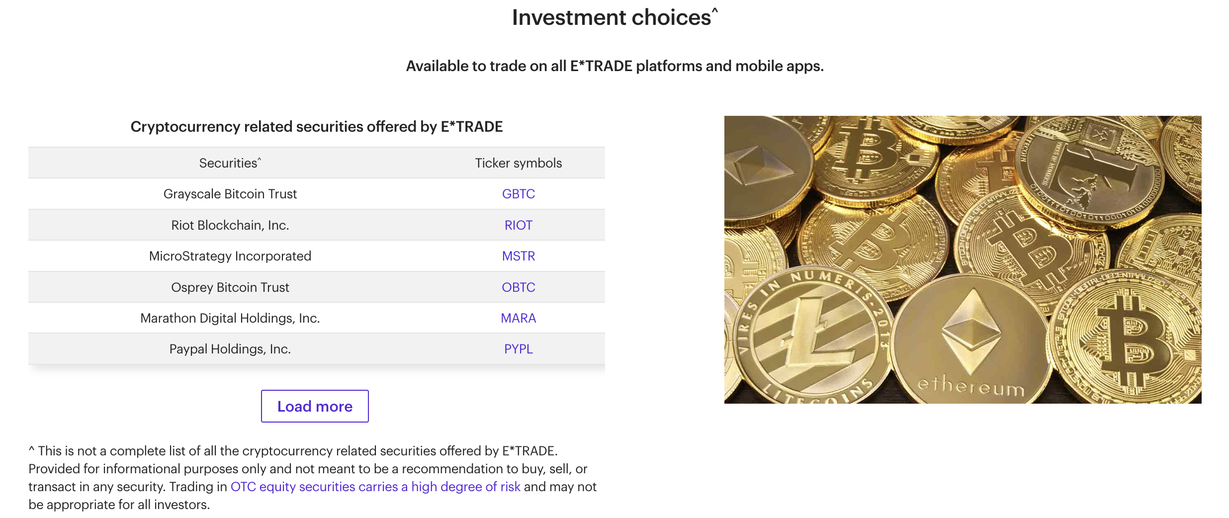 Morgan Stanley Current Crypto Offerings