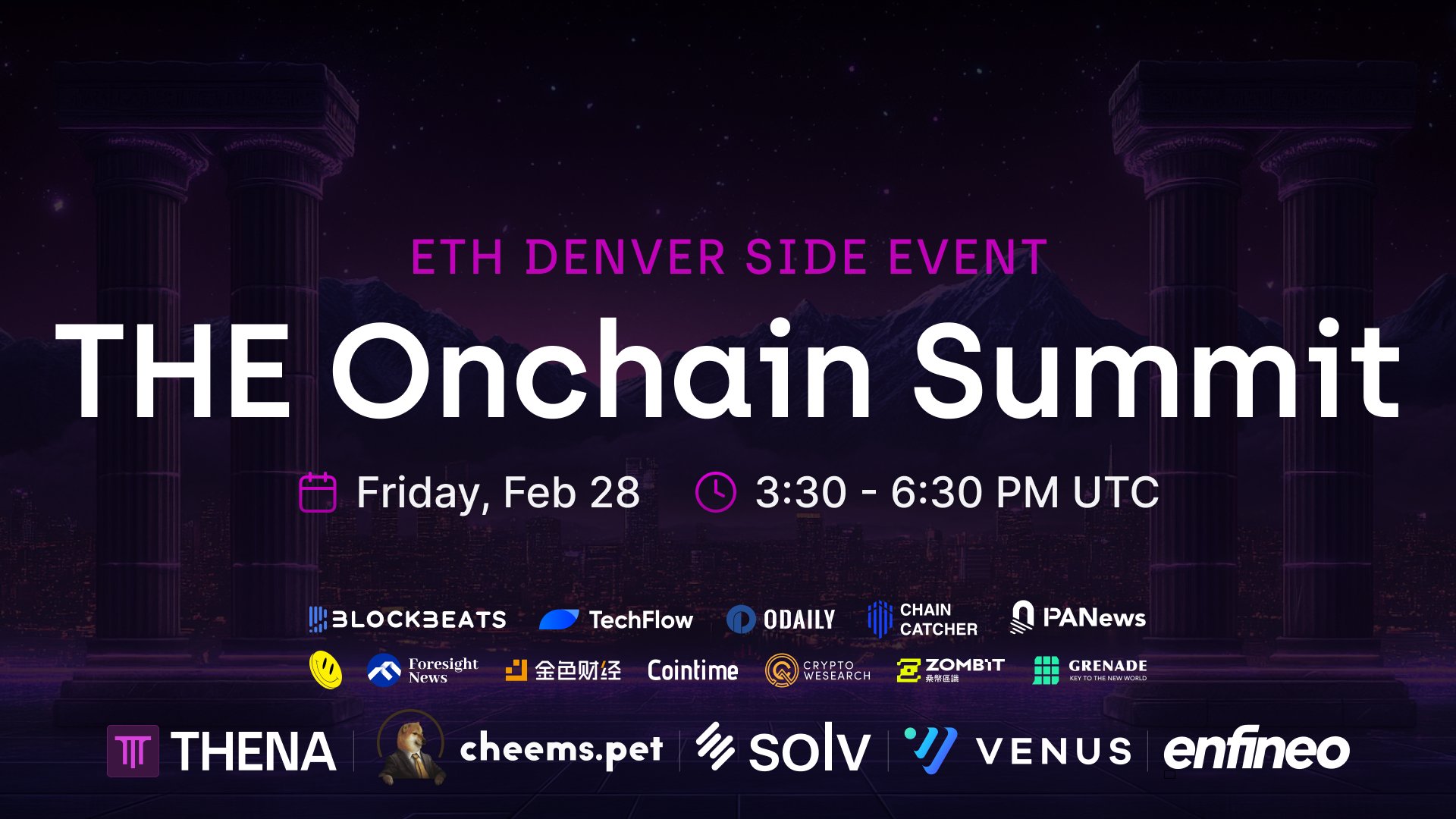 Il vertice Onchain: evento collaterale speciale dell'ETH Denver ospitato da Venus e THENA