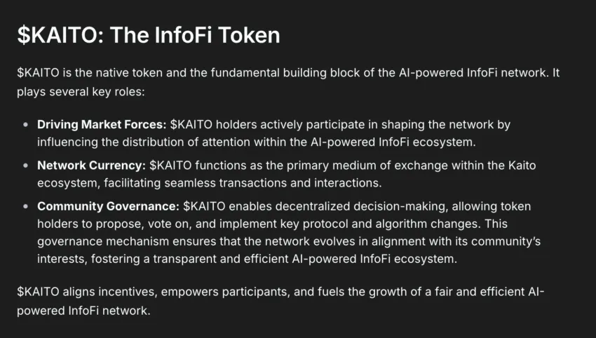 Kaito airdrop and token info: KAITO docs
