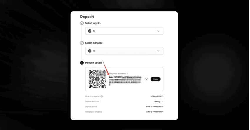 Deposit address to sell Pi coin on OKX: OKX