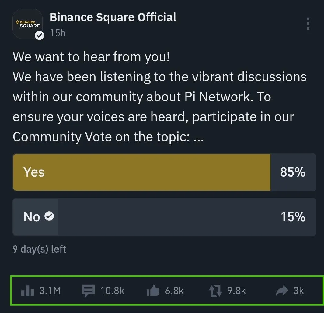 Binance community vote to narrate PI network