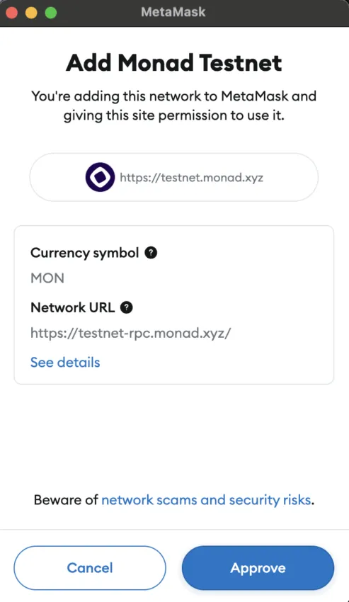 Claim Monad airdrop by connecting Metamask: Metamask