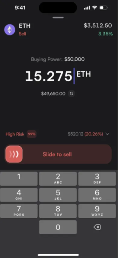 Swipe to sell: dYdX app