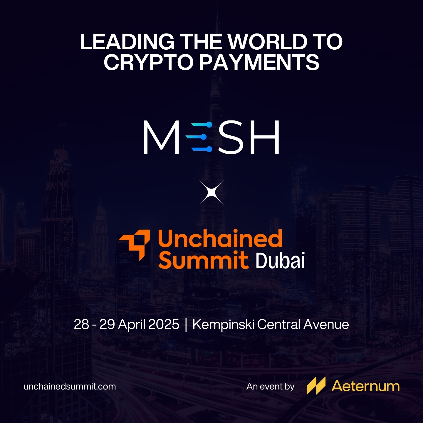Mesh si unisce all'Unchained Summit come sponsor platino per far avanzare la rete di pagamenti in criptovalute