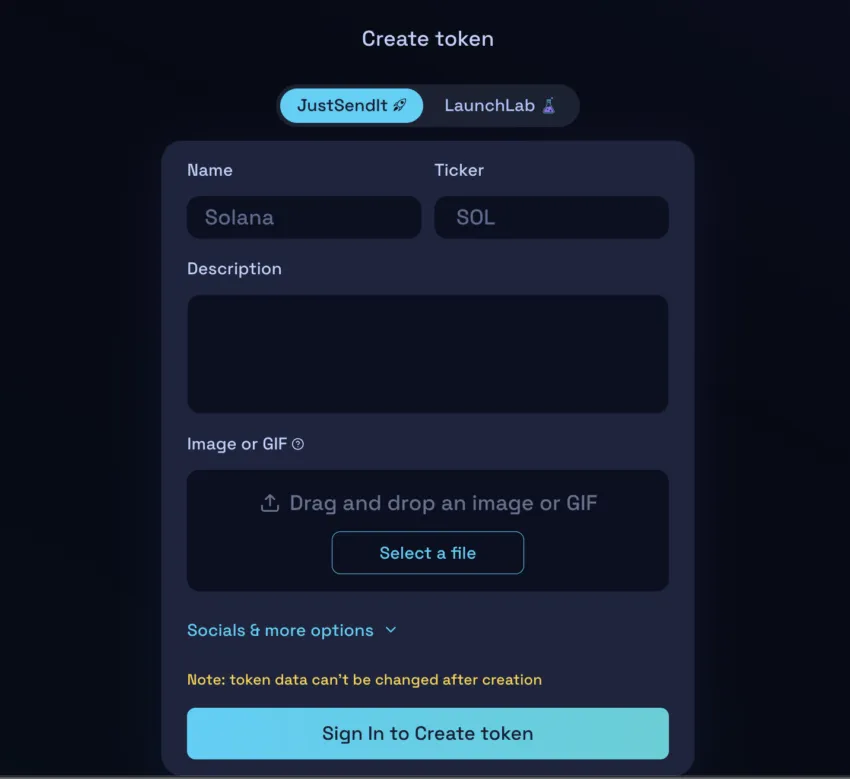 LaunchLab token creation method 1