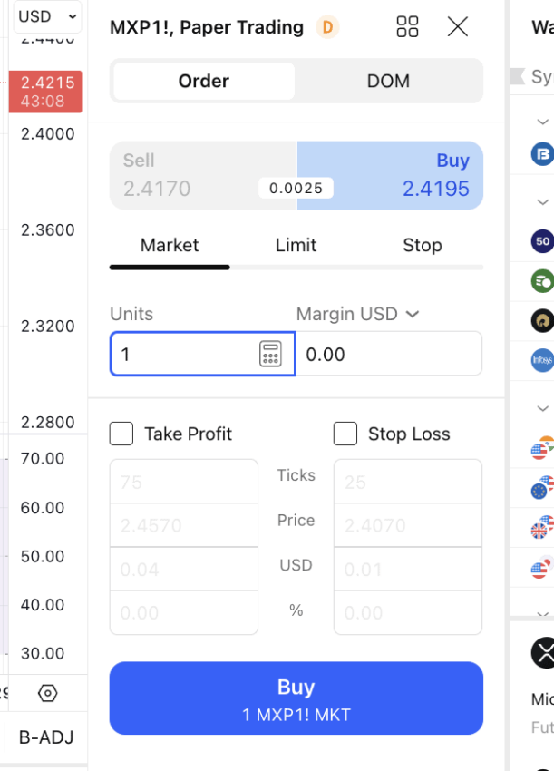 Margin-based trading: TradingView