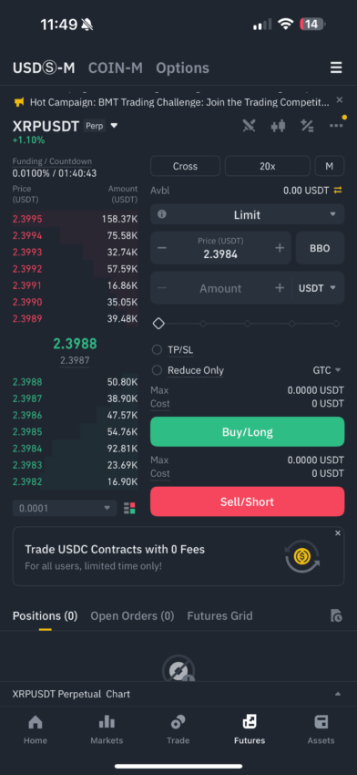 How to trade XRP futures on a CEX: Binance