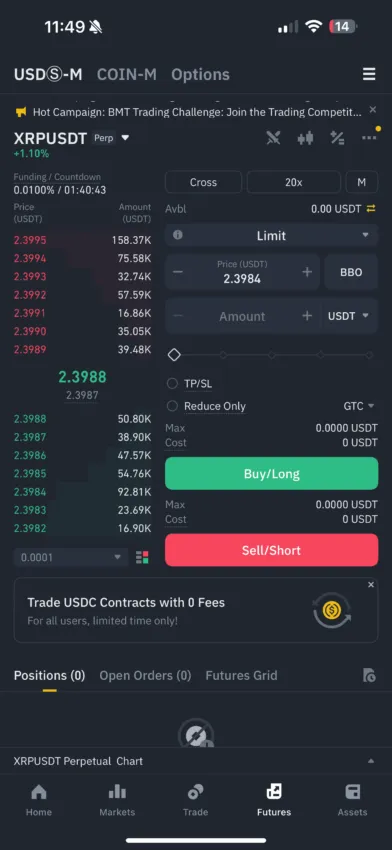 How to trade XRP futures on a CEX: Binance