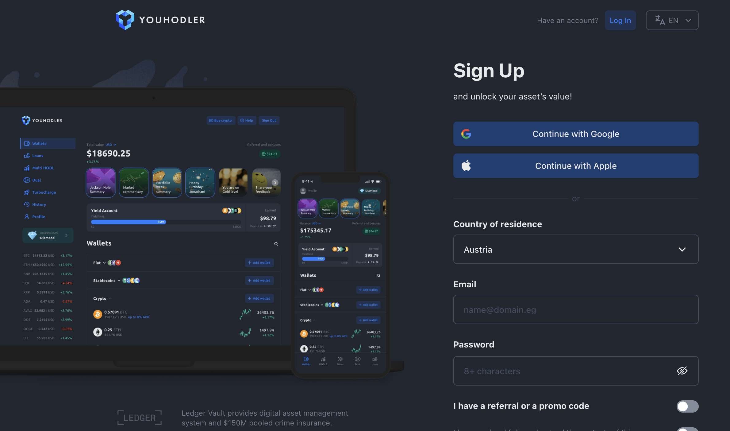 YouHodler sign up