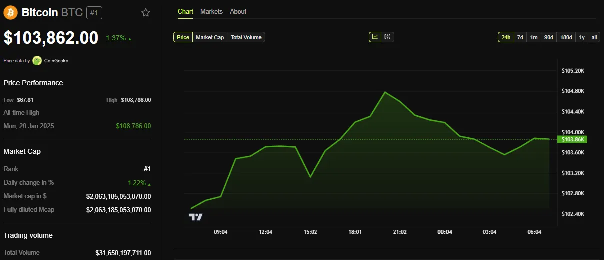 Bitcoin (BTC) Price Performance