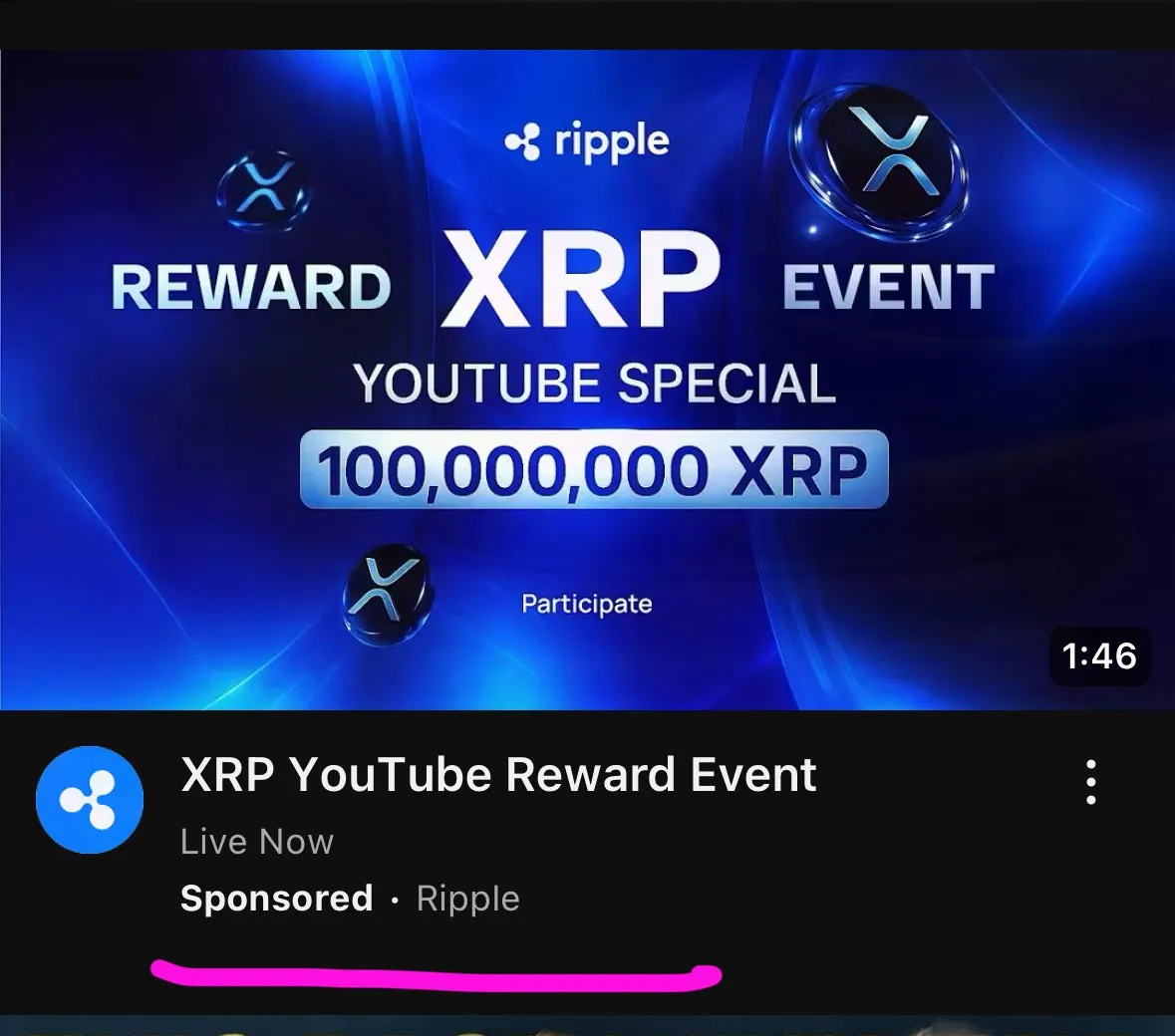 XRP Reward Scam on YouTube