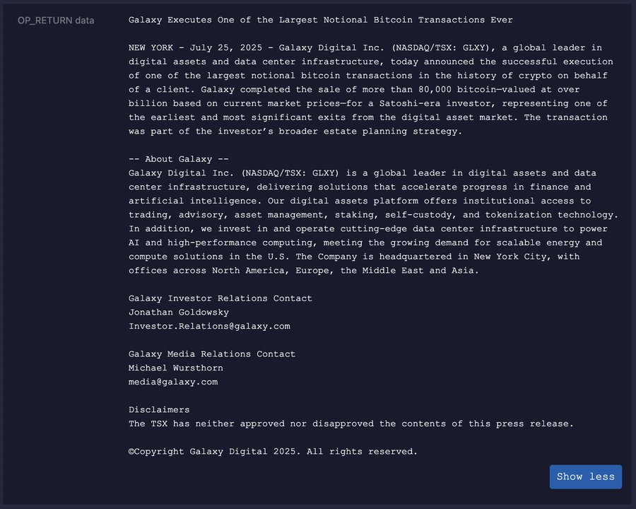 Galaxy Digital Offloads 80,000 BTC From Wallets Linked to Defunct MyBitcoin Service